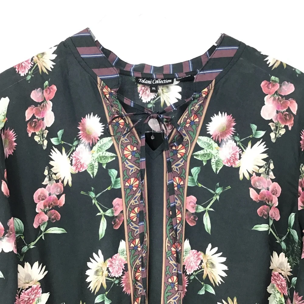 Tolani Collection Ruffled Hem Floral Print Tunic - Picture 3 of 14